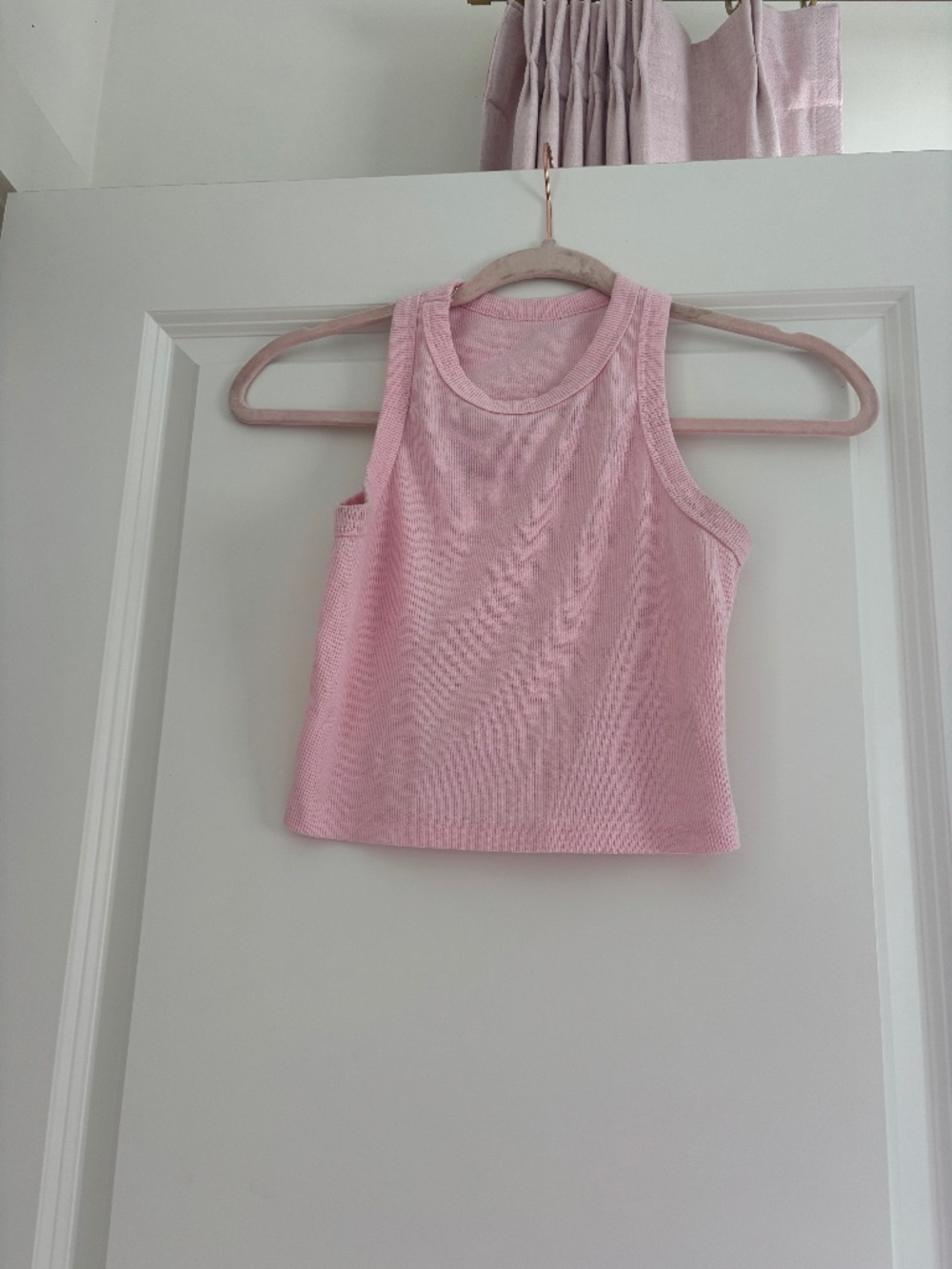 Pink Ribbed Crop Tank